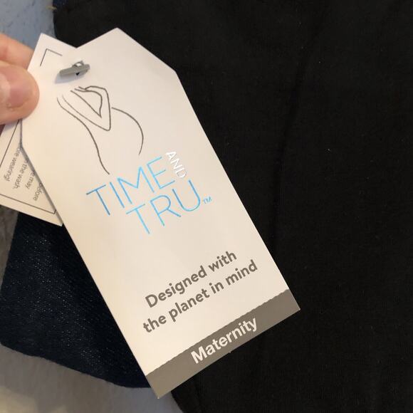 Time and Tru Maternity XL Straight Leg Jegging Comfort Belly Band Dark Denim - Picture 3 of 7